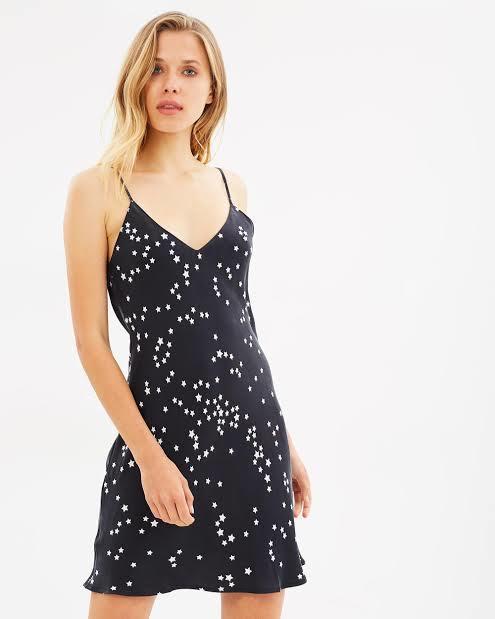 Silk Laundry 90’s Silk Slip Mini Black Star Black Size AU 6 - Image 1