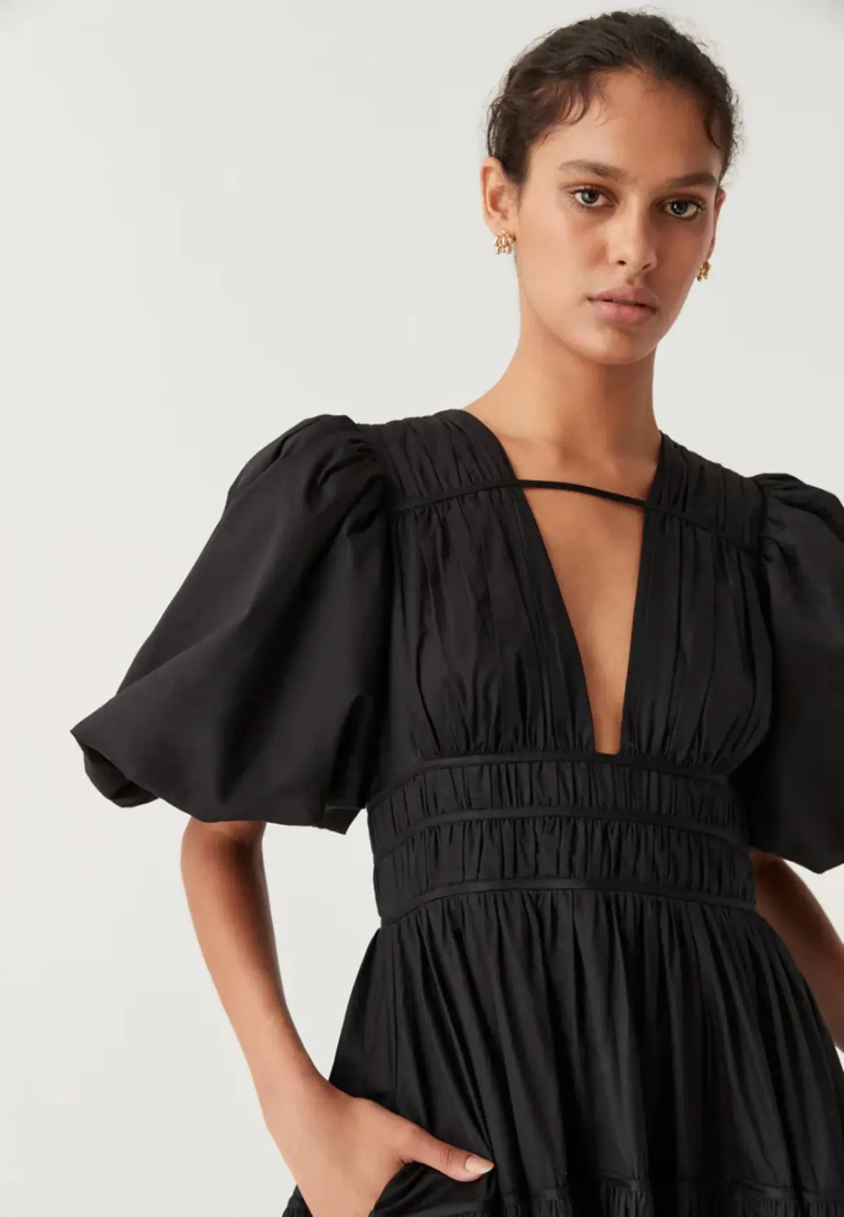 Aje Fallingwater Gathered Midi Dress Black Size AU 14  - Image 3