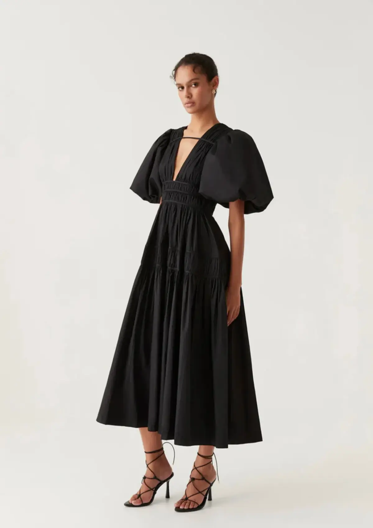 Aje Fallingwater Gathered Midi Dress Black Size AU 14  - Image 2