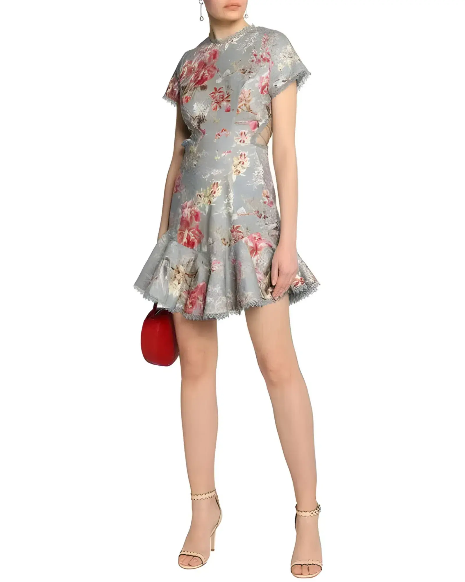 Zimmermann Merced Flutter Dress In Blue Floral Print Size 0P / AU 6 - Image 1