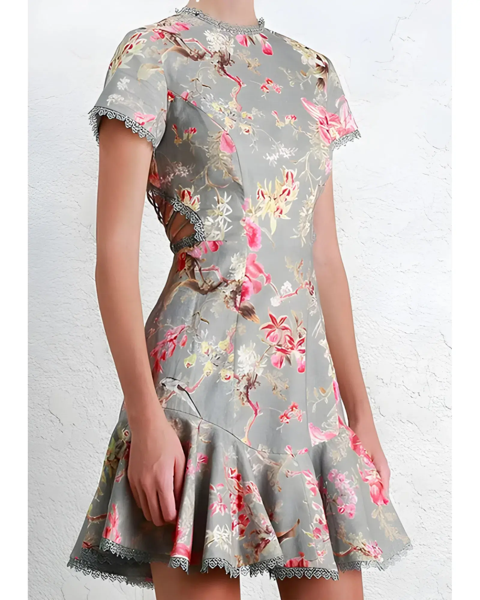 Zimmermann Merced Flutter Dress In Blue Floral Print Size 0P / AU 6 - Image 2