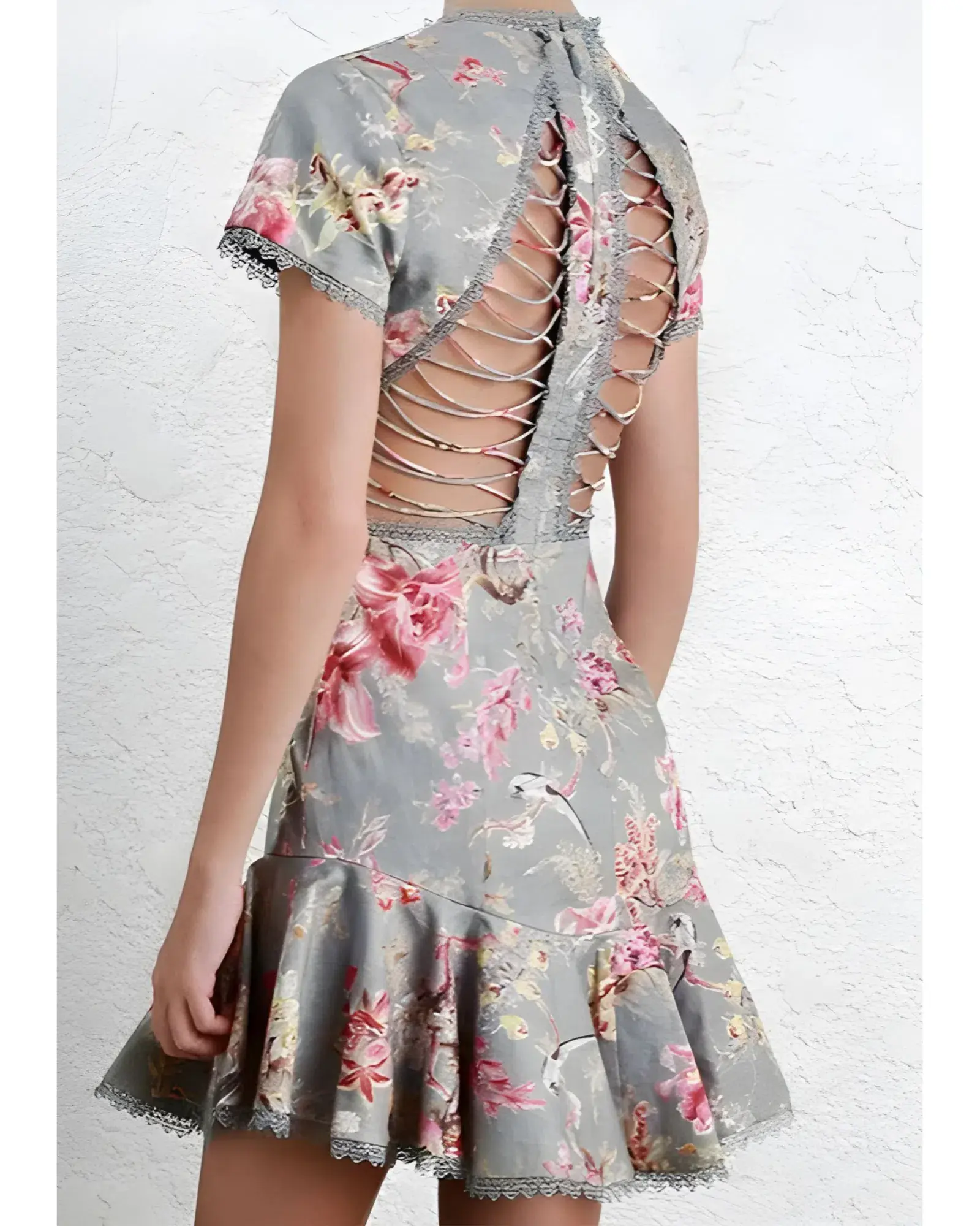 Zimmermann Merced Flutter Dress In Blue Floral Print Size 0P / AU 6 - Image 3