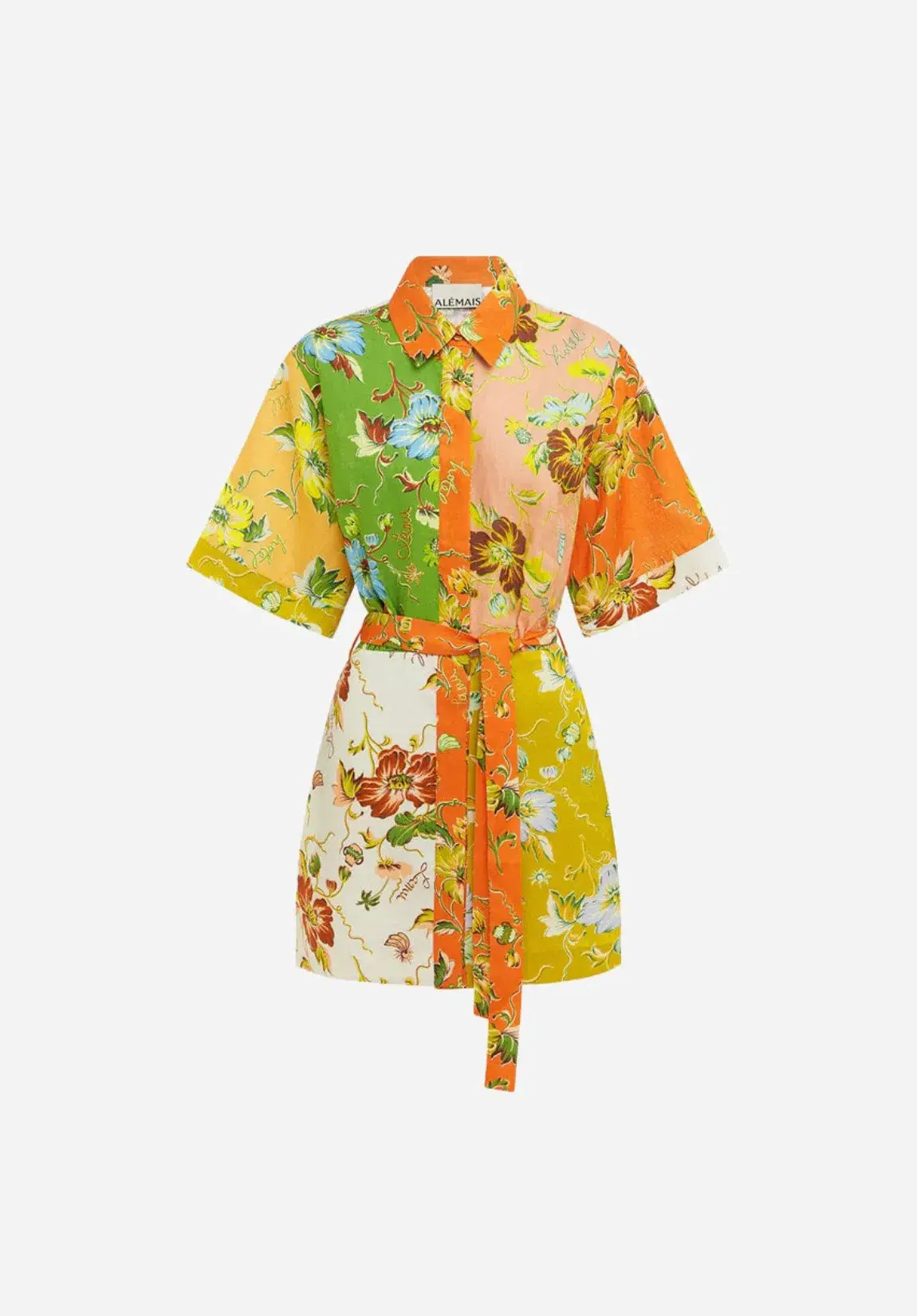 Alemais Hotel Lamu Spliced Mini Dress Multi Floral Size 16 - Image 3