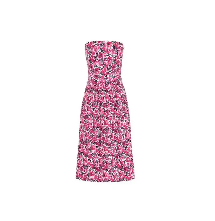 By Johnny Strapless Pleat Midi Dress Floral Size 10 - Image 3