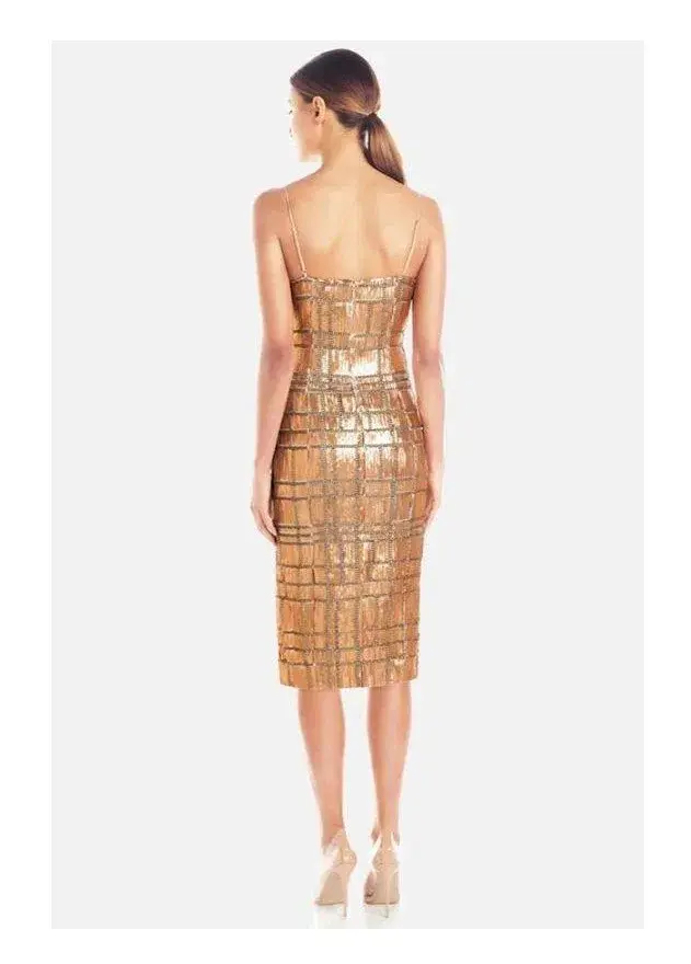 Misha Yvette Gold Sequin Dress Gold Size 8 - Image 2