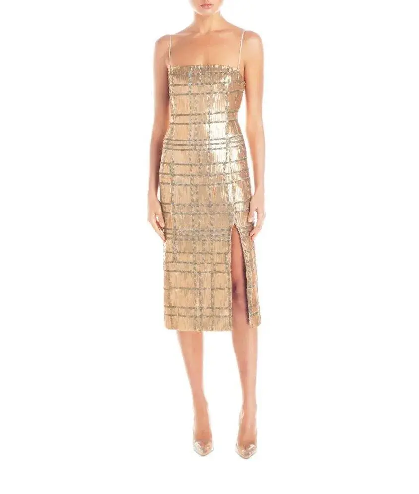 Misha Yvette Gold Sequin Dress Gold Size 8 - Image 1