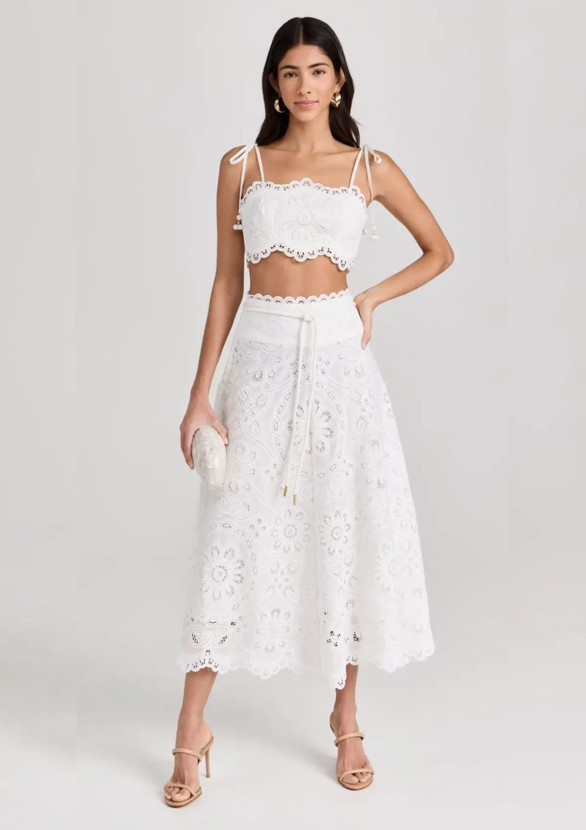 Zimmermann Ottie Embroidered Bodice & Flared Skirt Set Ivory Size 1 / AU 10 - Image 1