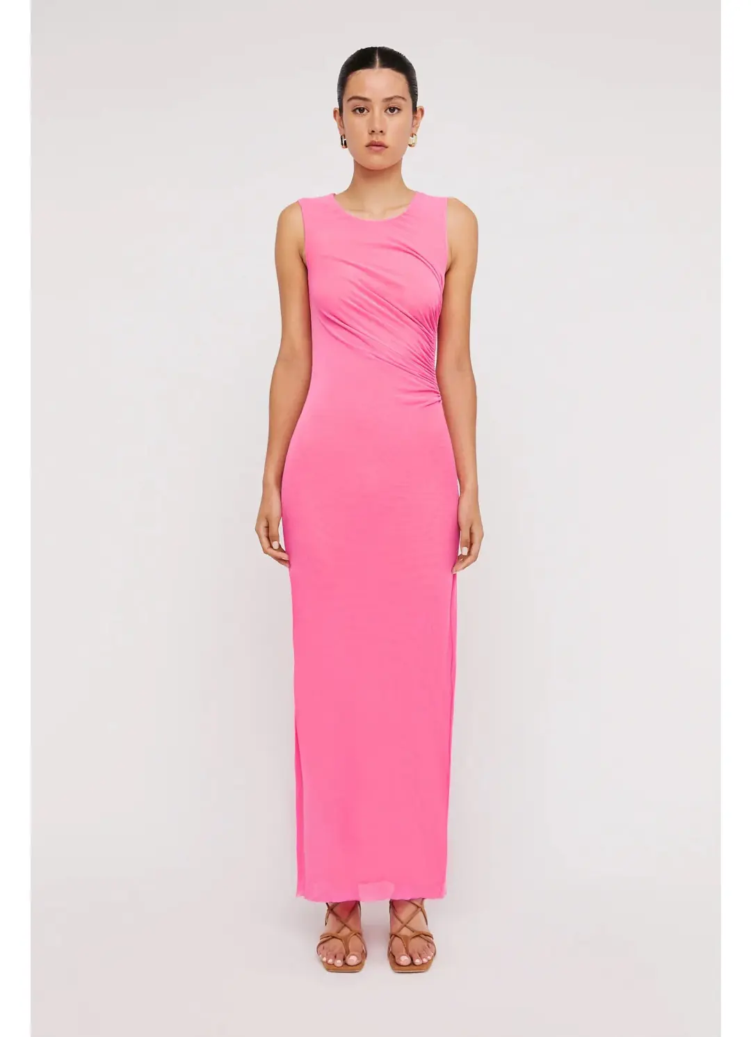 Scanlan and Theodore Italian Mesh Gathered Dress in Pink Size 4 for rent on The Volte - main image