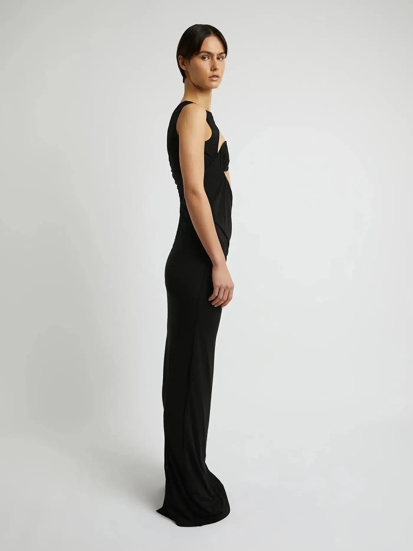 Christopher Esber Zephyr Wired Open Front Maxi Dress in Black Size 6 - Image 4