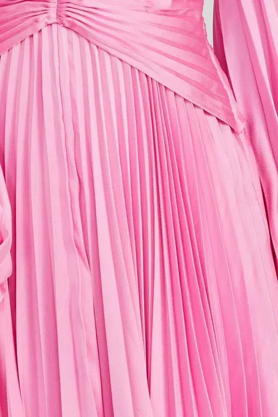 Acler Palms Pleat Dress Confetti Pink Size 8 - Image 4