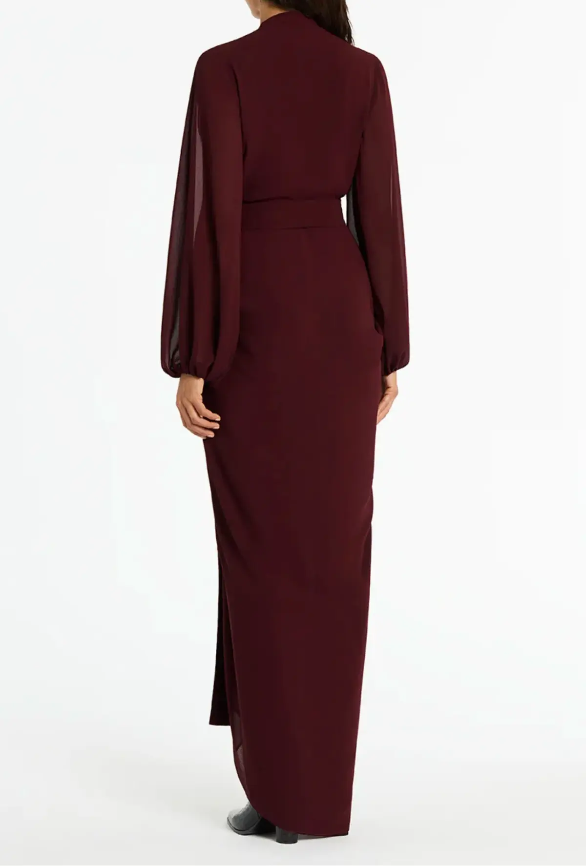 Carla Zampatti Georgette Waterfall Dress in Merlot Size 4  - Image 2