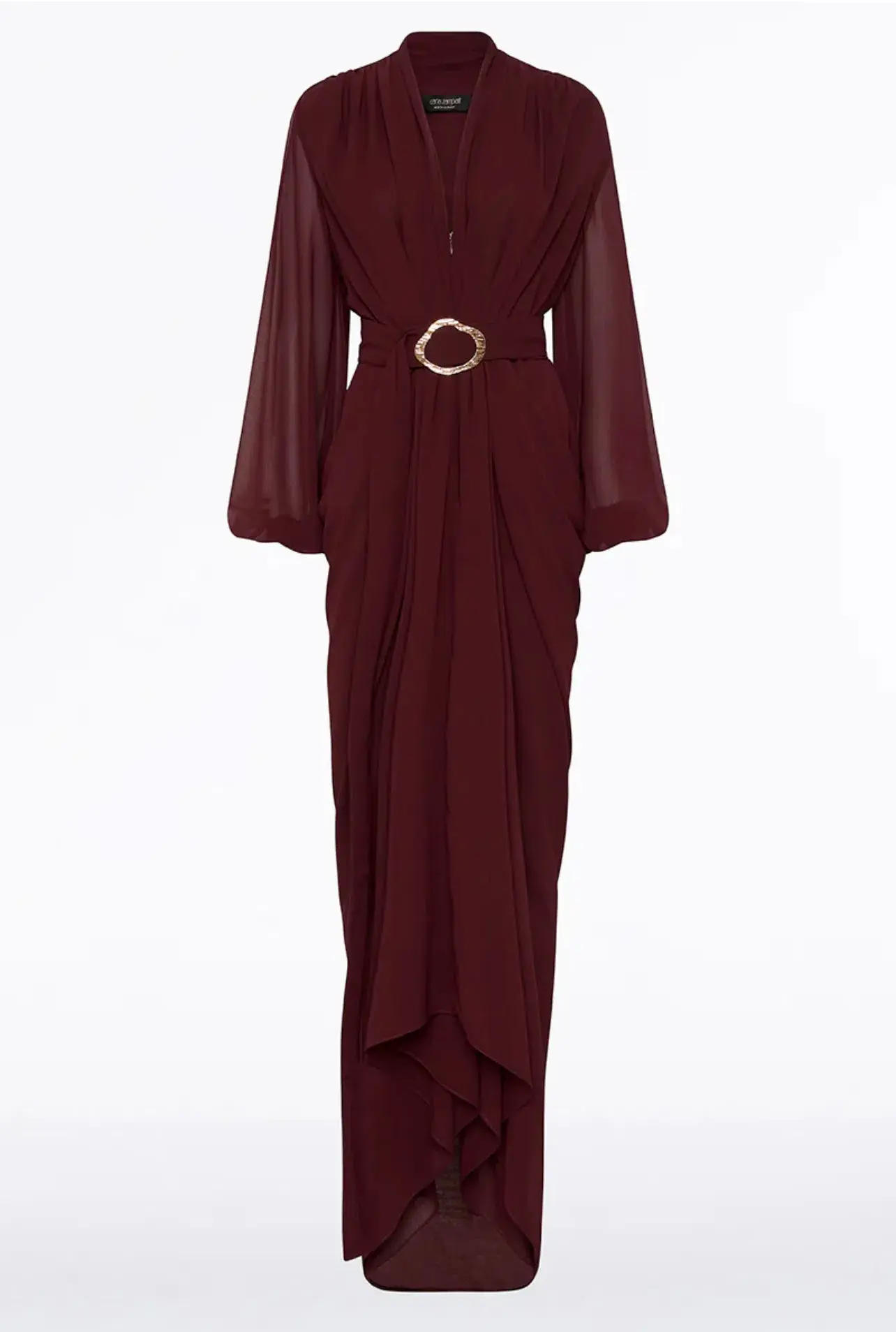 Carla Zampatti Georgette Waterfall Dress in Merlot Size 4  - Image 3