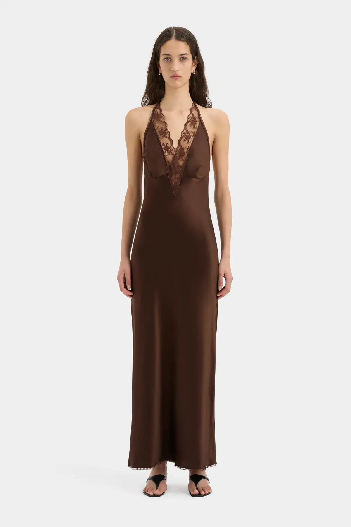 Sir the Label Aries Halter Gown Chocolate Size 3 / AU 12 - Image 1