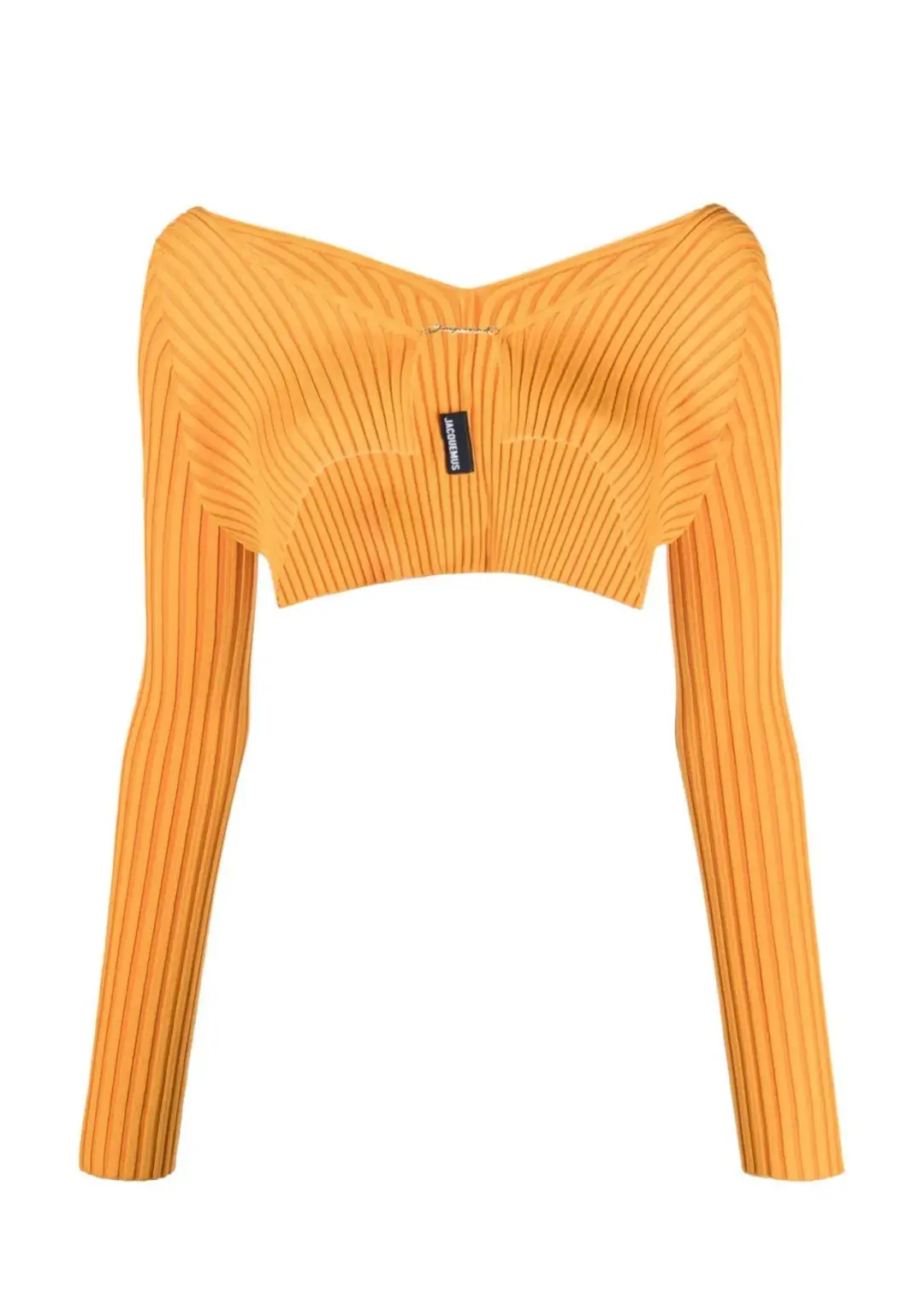 Jacquemus Logo Embelished Cropped Cardigan in Orange Size XS / AU 6 for rent on The Volte - main image