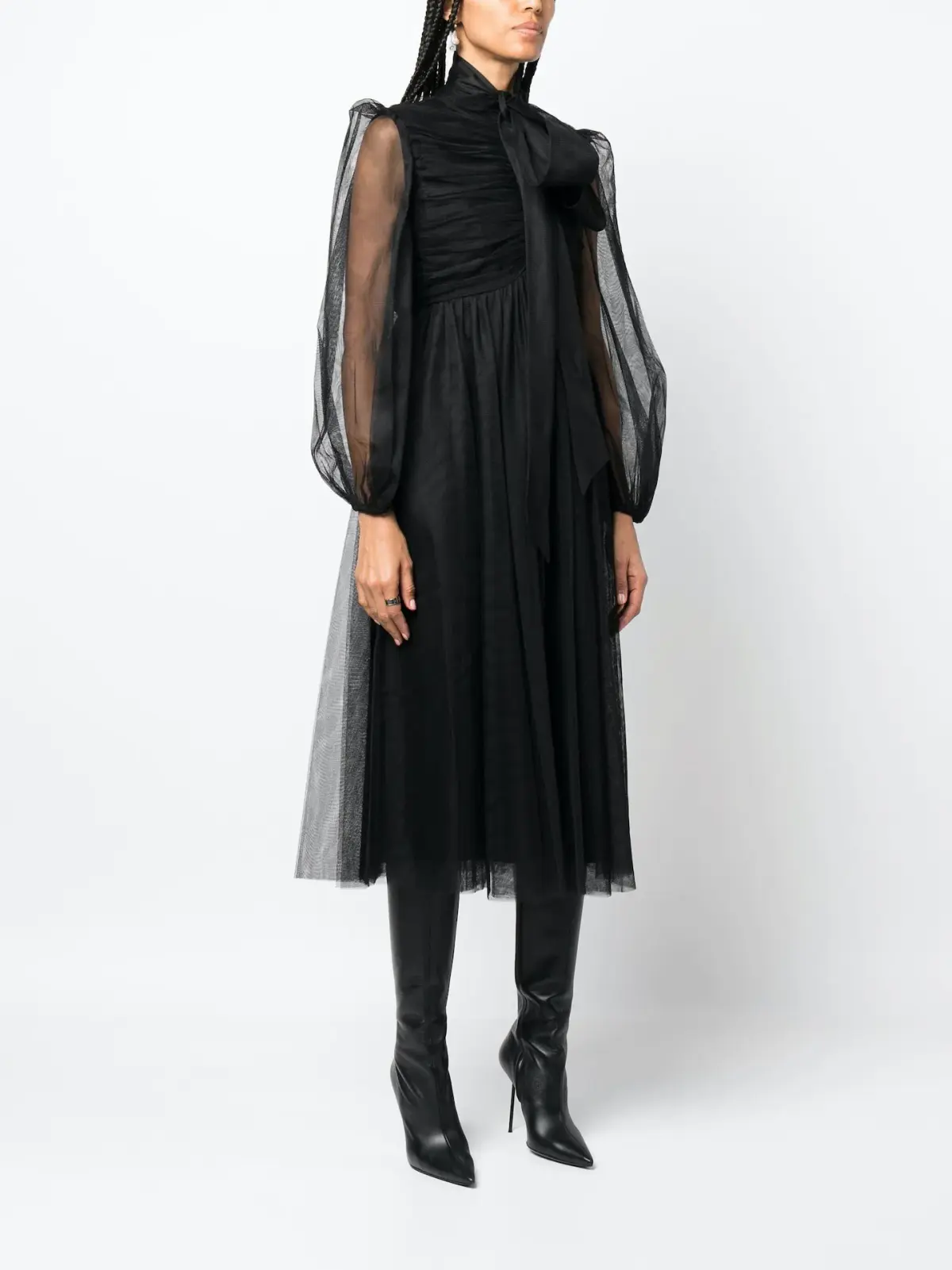 Zimmermann Bow Tulle Midi Dress Black Size 4 / AU 16 - Image 1