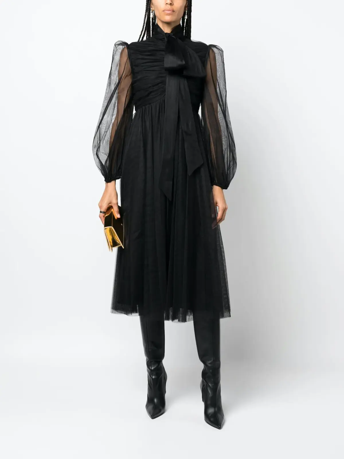 Zimmermann Bow Tulle Midi Dress Black Size 4 / AU 16 - Image 2