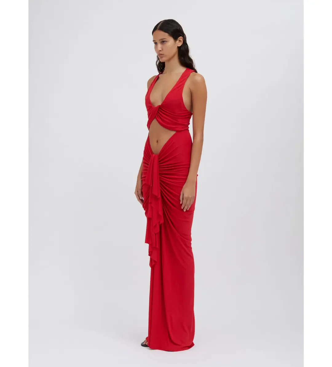 Christopher Esber Vivenda Drape Front Dress Watermelon Size 8 for rent on The Volte - main image