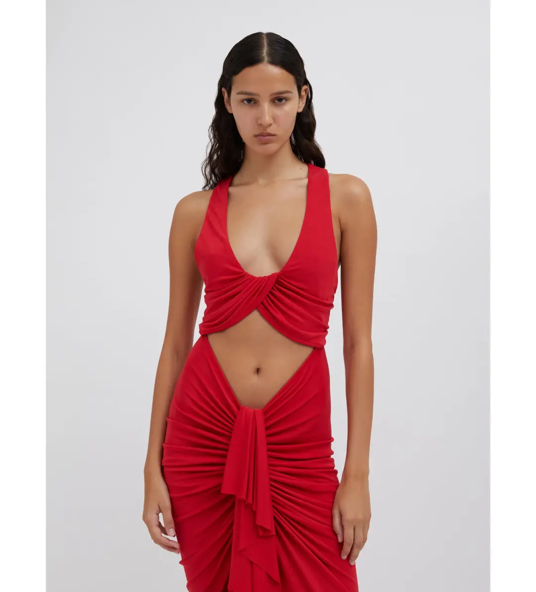 Christopher Esber Vivenda Drape Front Dress Watermelon Size 8 for rent on The Volte - main image