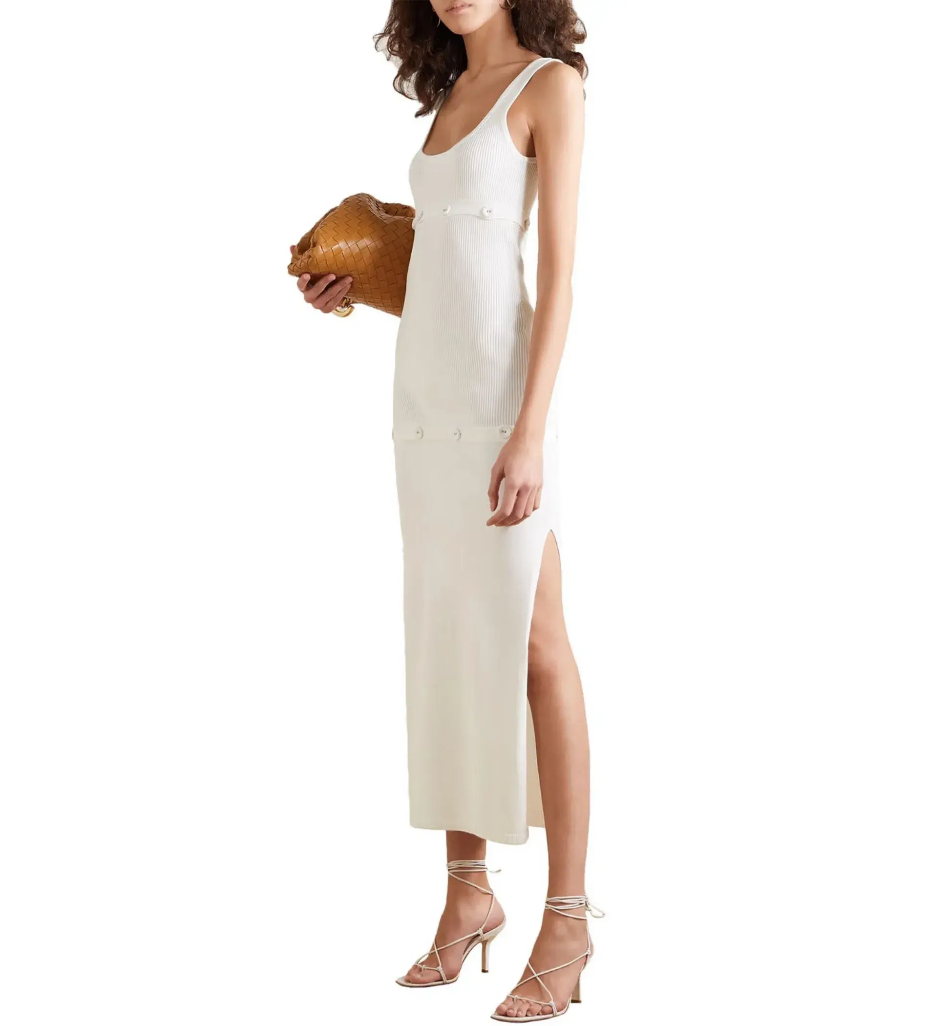 Christopher Esber Button-detail Ribbed Knit Dress White Size 10 - Image 1