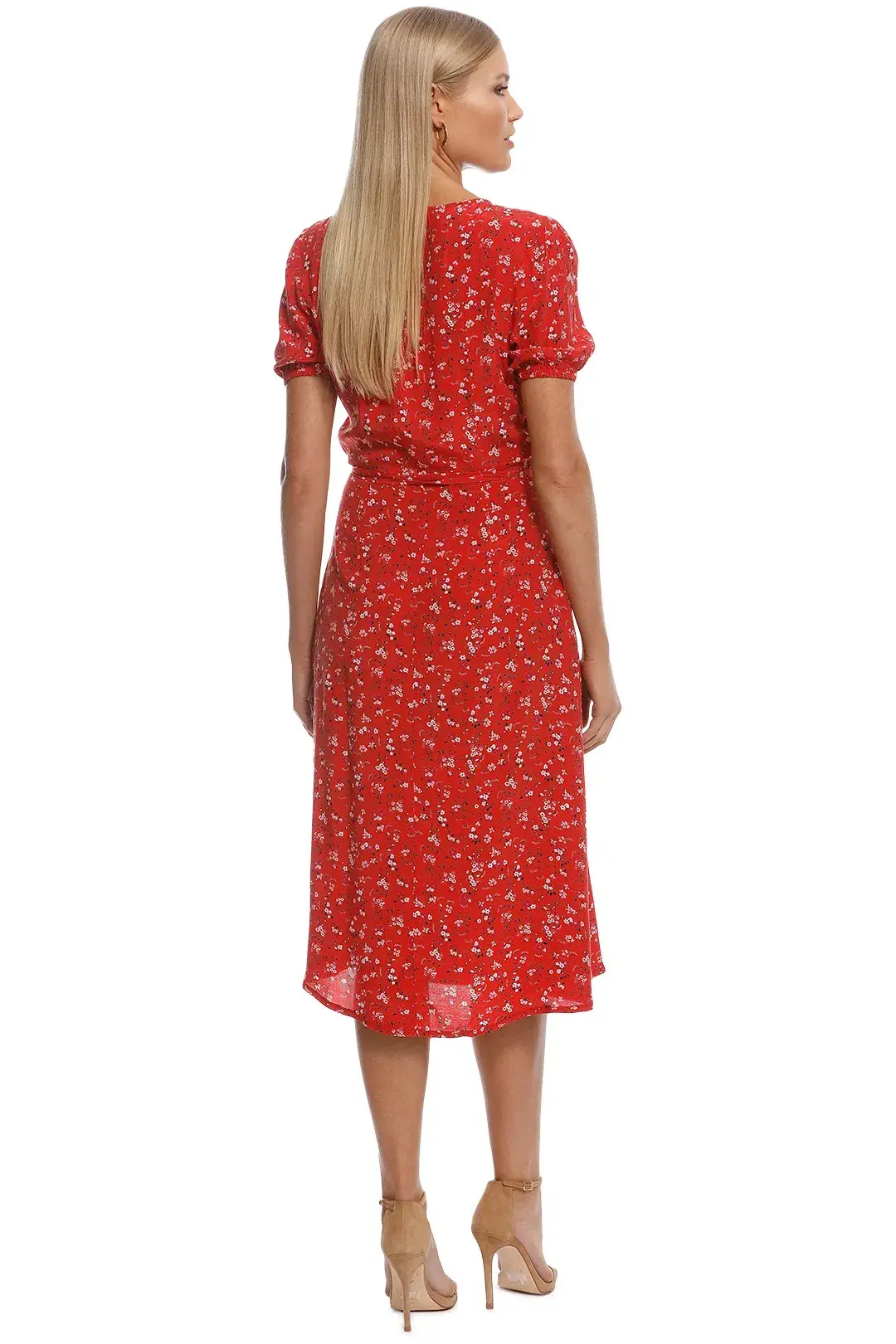 Kookai Zariah Wrap Midi Dress Red Multi Size 36 - Image 2