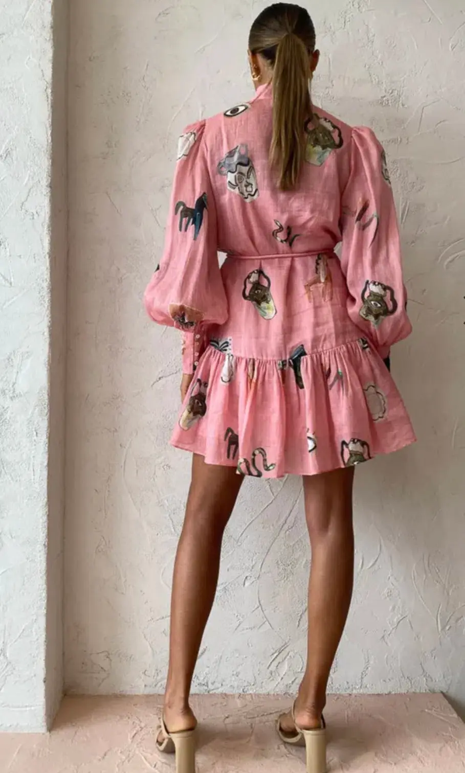 Alemais Cleo Smock Mini Dress Pink Size 14 - Image 5