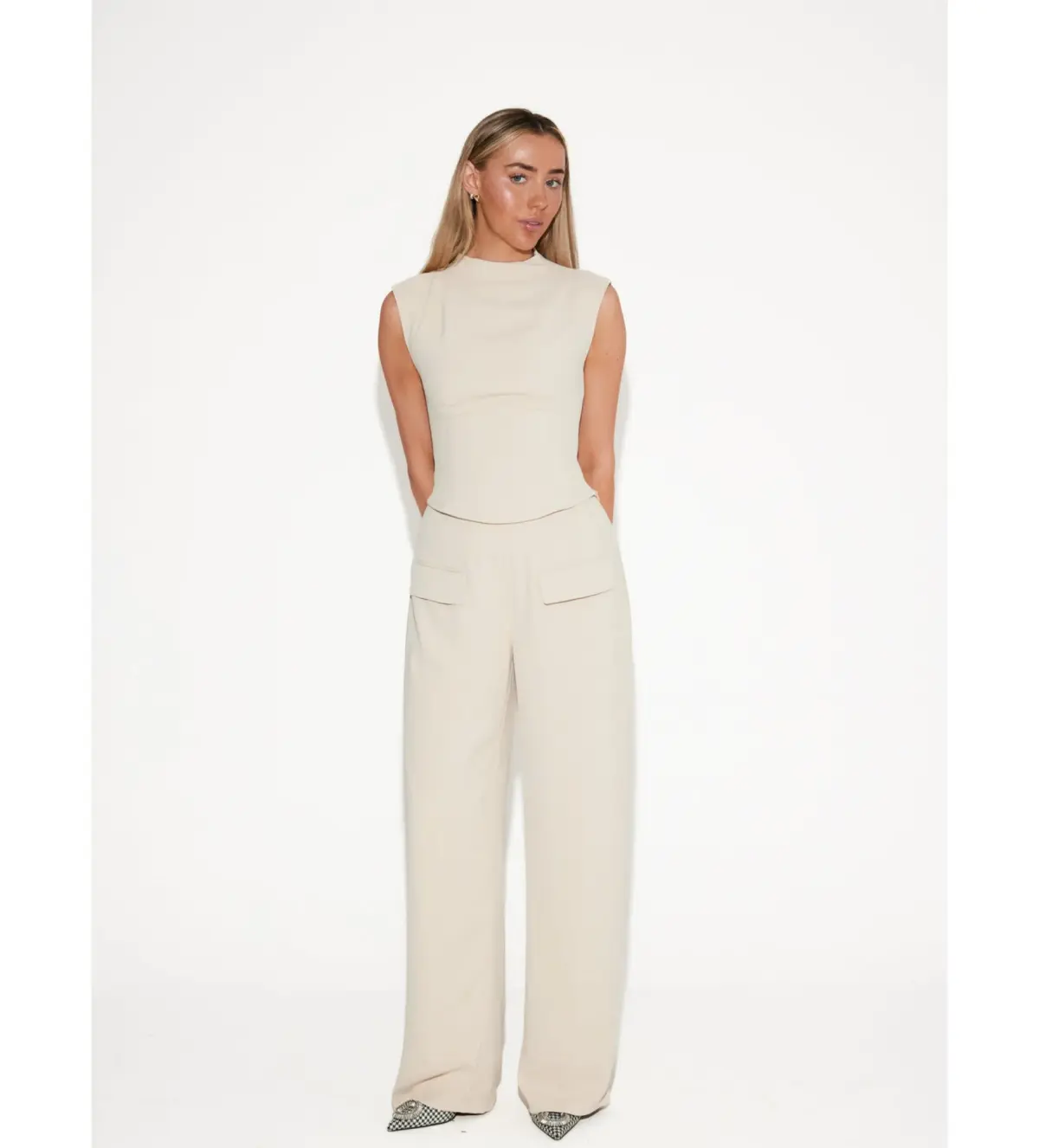 Odd Muse The Ultimate Muse Sleeveless Top andMuse Wide Leg Trousers Oat Size 6 - Image 1
