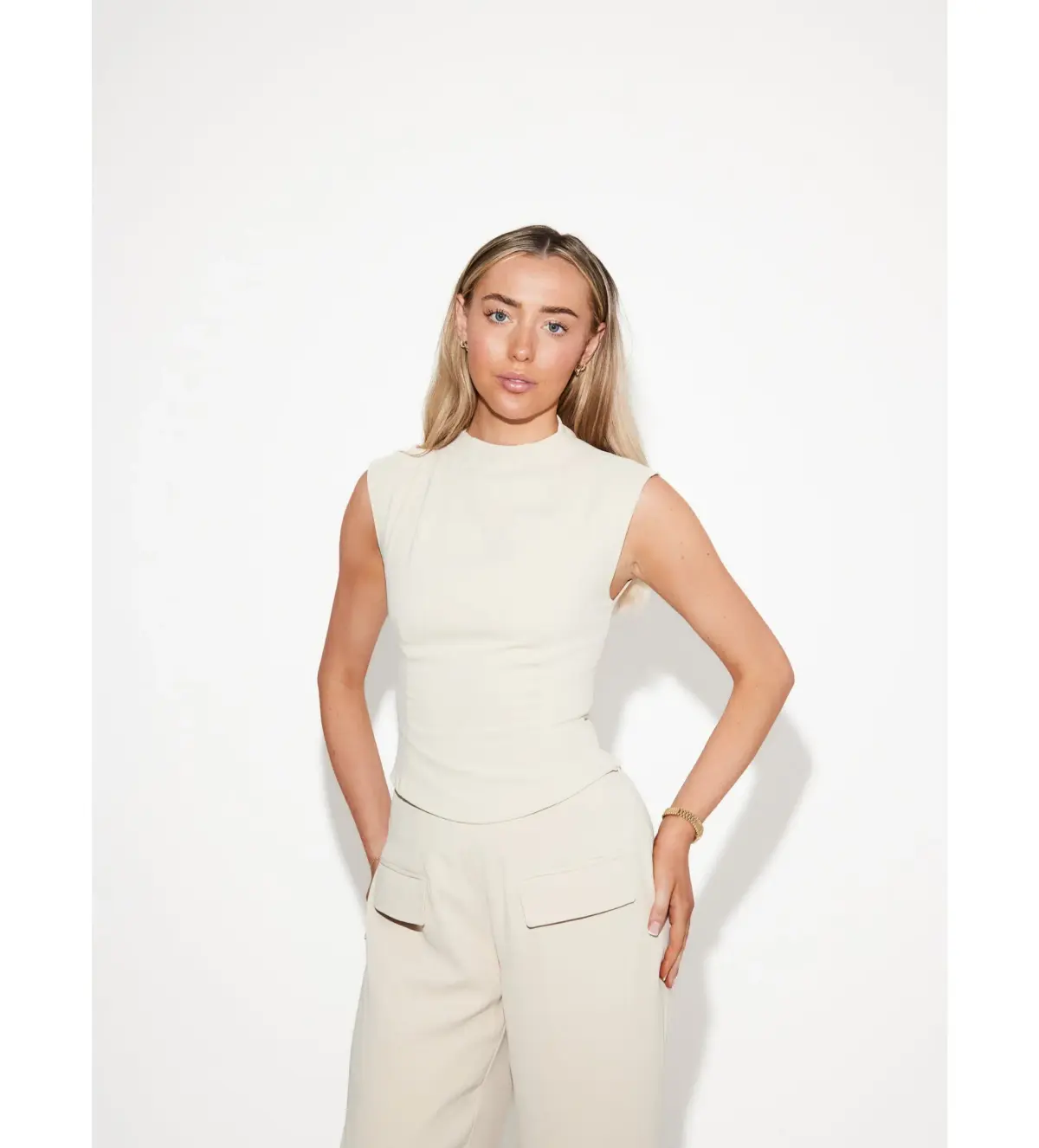 Odd Muse The Ultimate Muse Sleeveless Top andMuse Wide Leg Trousers Oat Size 6 - Image 3