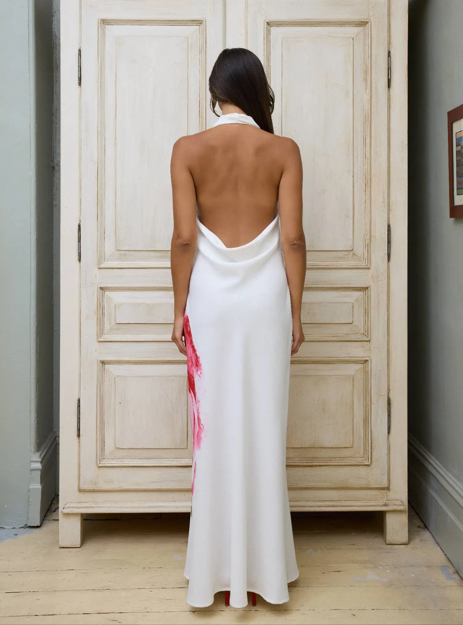 With Harper Lu Cowl Slip Dress White Rose Size S/ AU 8 - Image 2