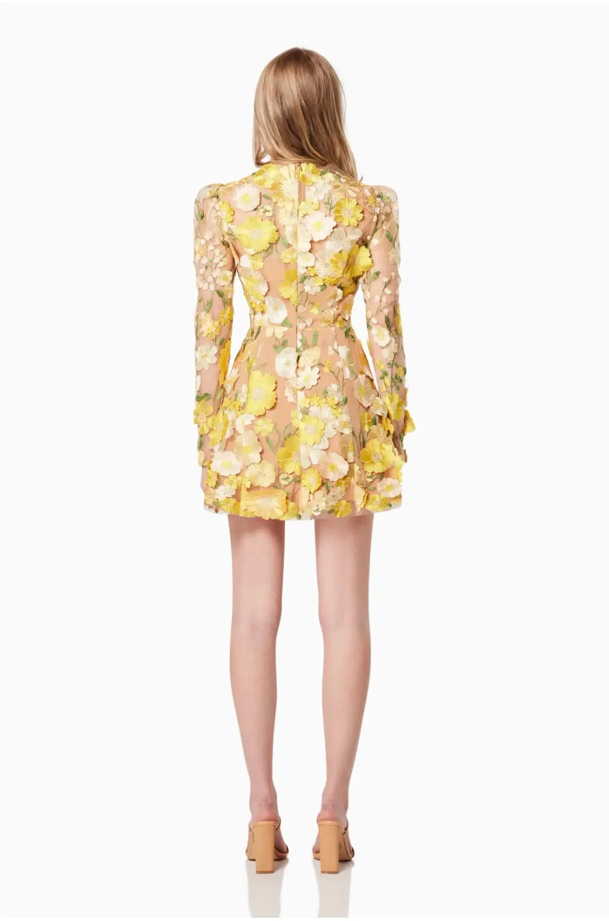 Elliatt Golden Voice 3D Mini Dress Yellow Floral Size S/ AU 8 - Image 4