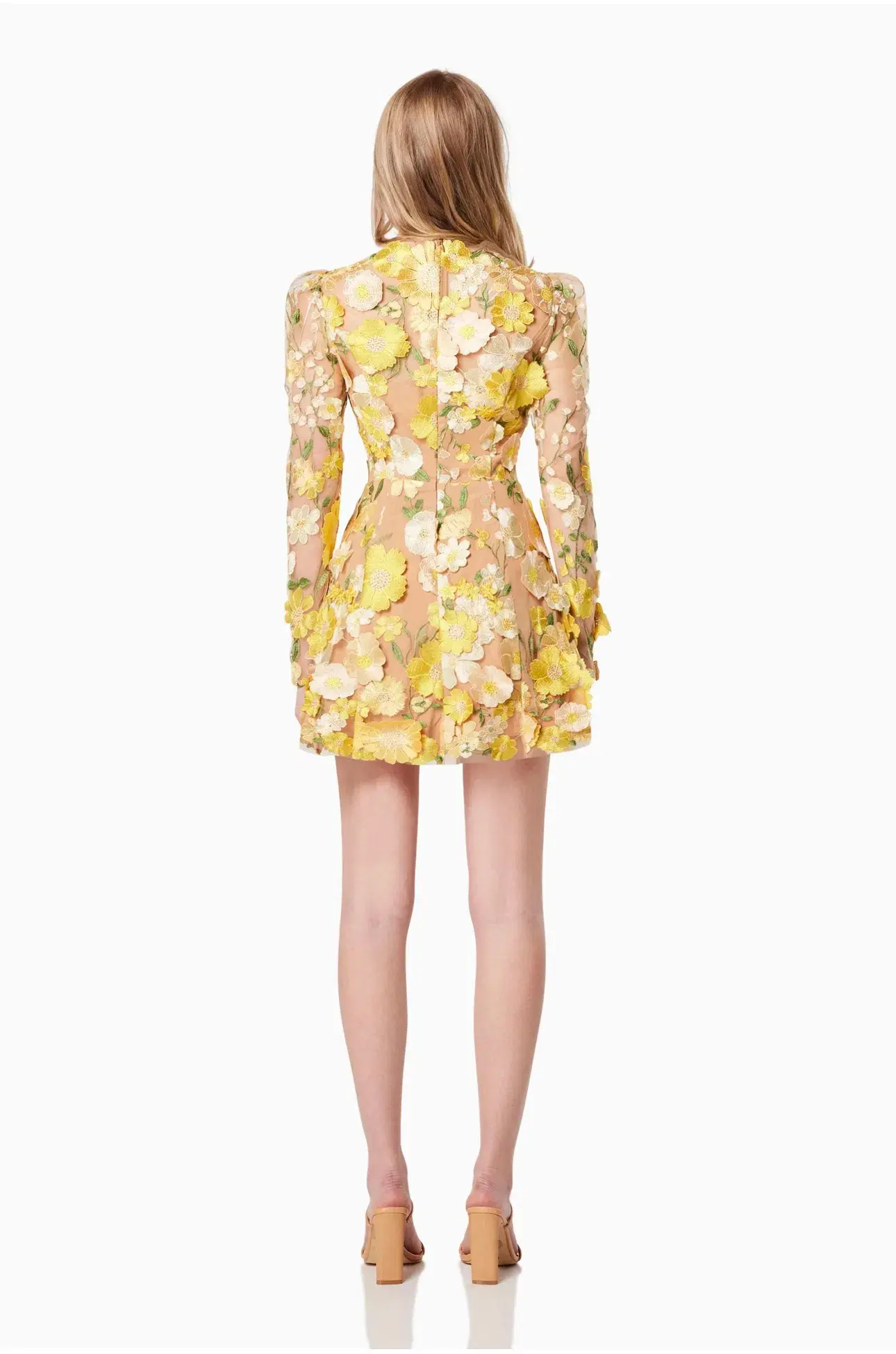 Elliatt Golden Voice 3D Mini Dress Yellow Floral Size S/ AU 8 - Image 4