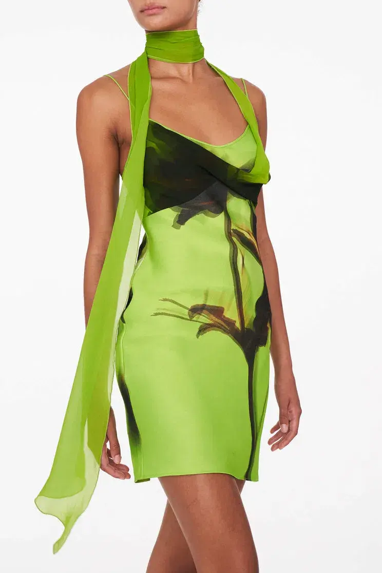 Rat and Boa Orisha Mini Dress Green Print Size XS/AU 6 - Image 5