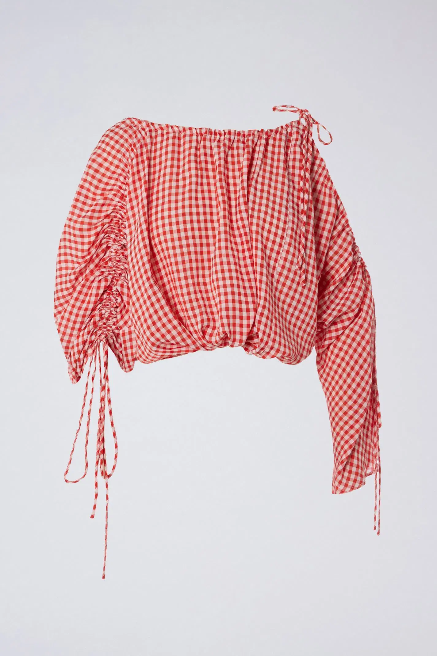 Scanlan Theodore Gingham Drawcord Top and Skirt Set Red Print One Size - Image 2