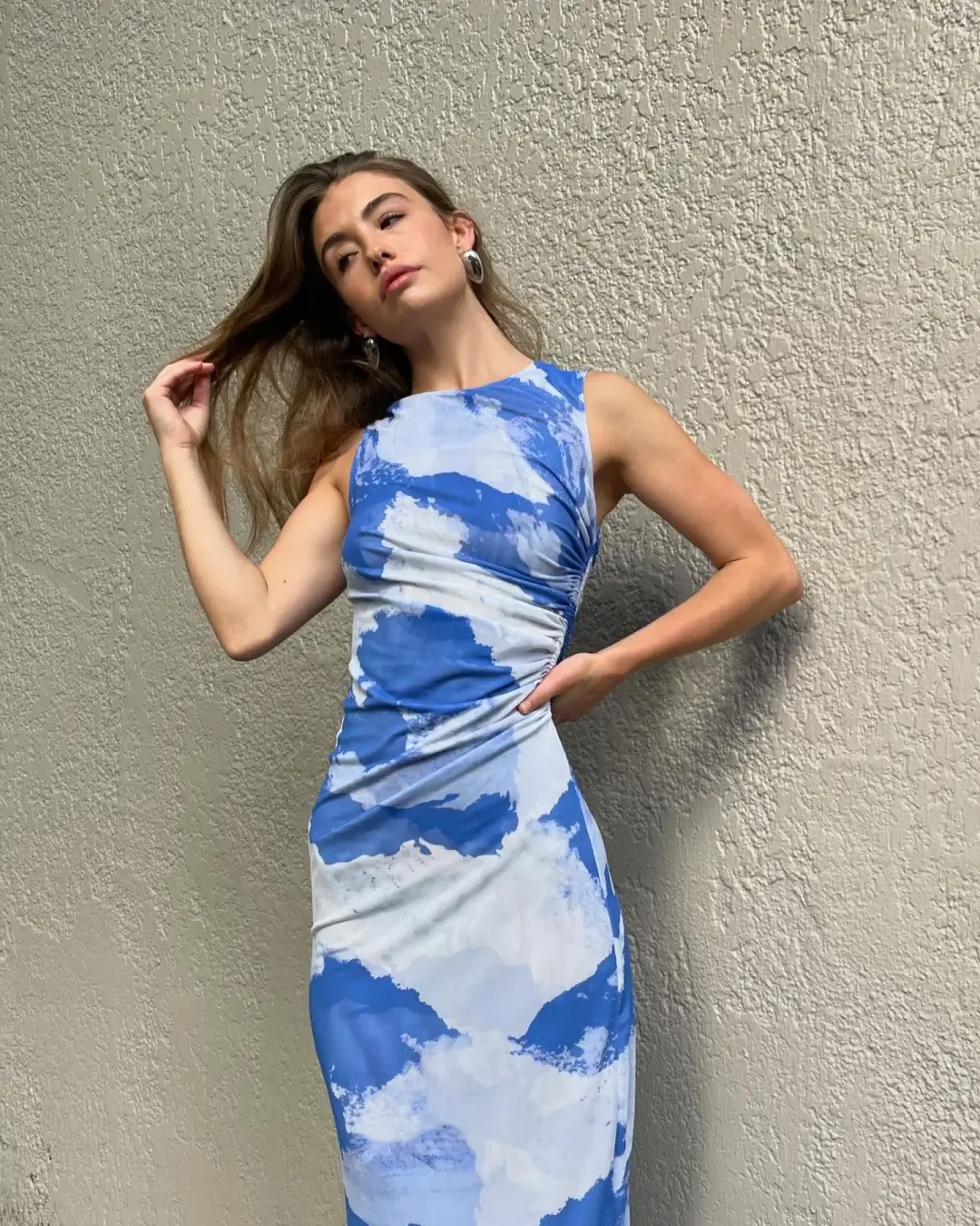 Scanlan Theodore Italian Cloud Print Dress Blue  Size 6 for rent on The Volte - main image