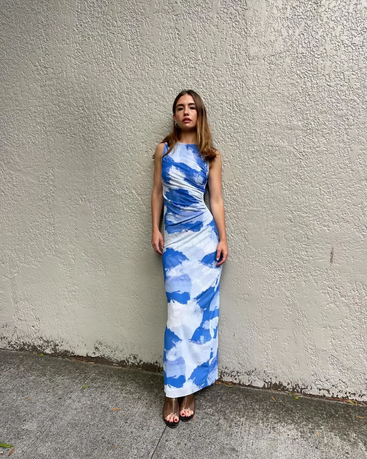Scanlan Theodore Italian Cloud Print Dress Blue  Size 6 - Image 1