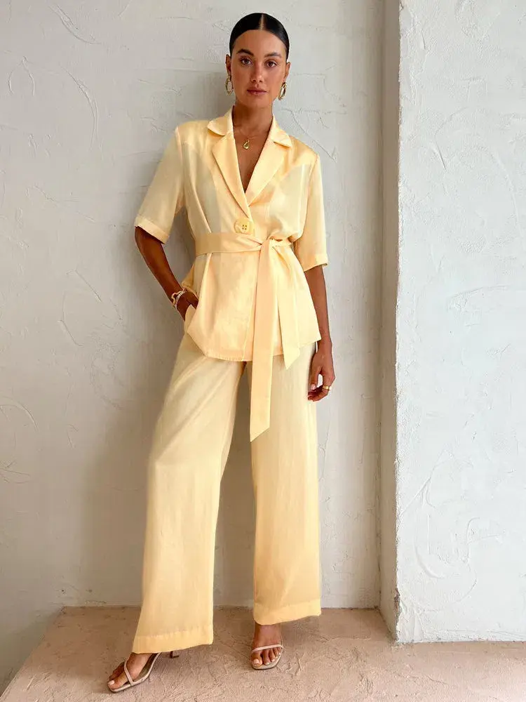 Viktoria and Woods Chorus Shirt w/ Belt Flax Yellow Size 1 /AU 8 - Image 1