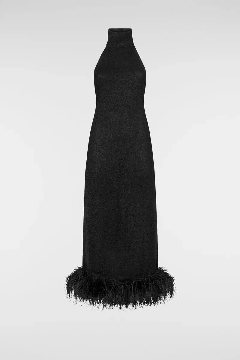 Oseree Lumiere Plumage Dress in Black Size M/ AU 8 - Image 3