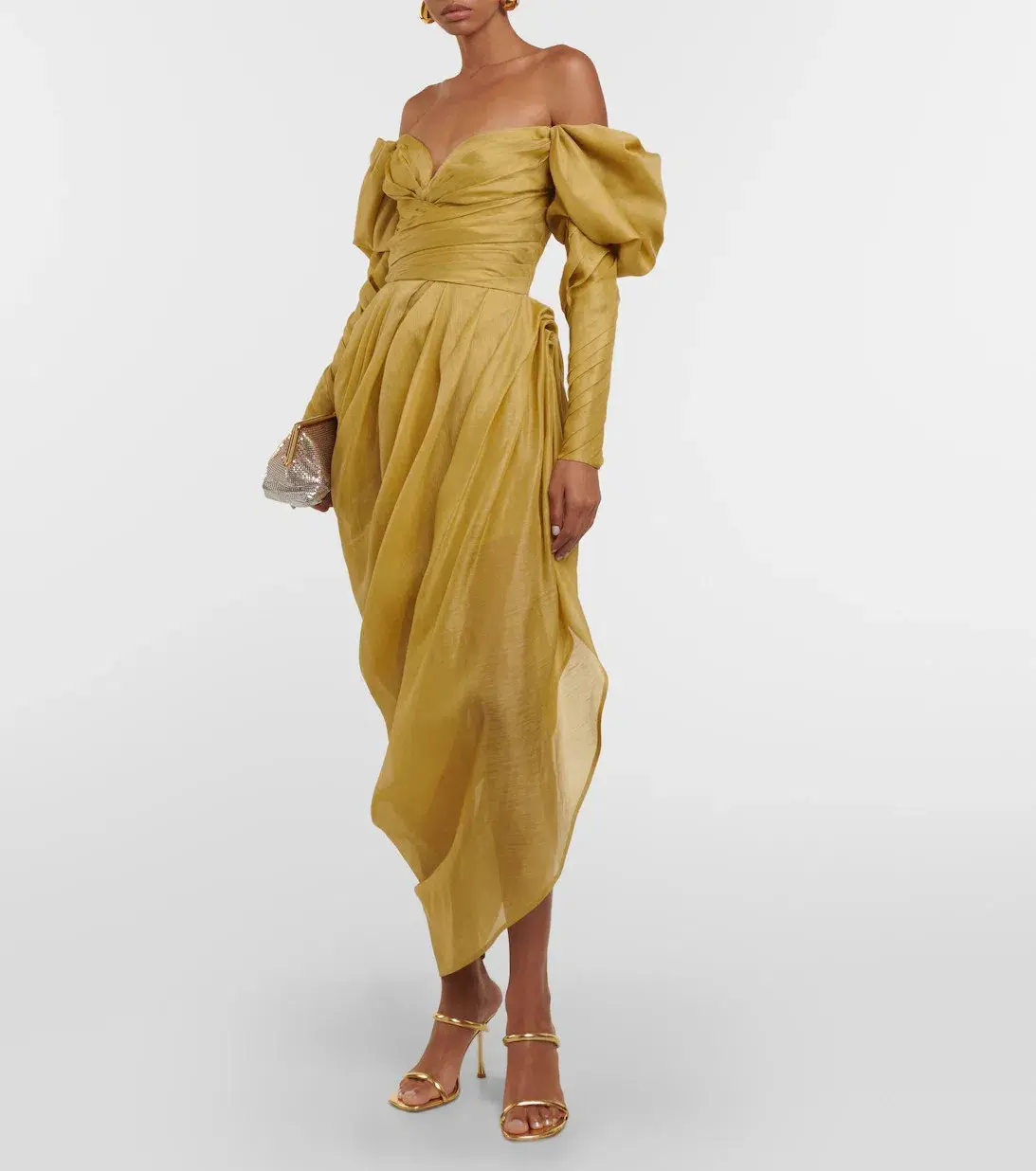 Zimmermann Sensory Drape Linen-Blend Midi Dress Green Size 10 - Image 1