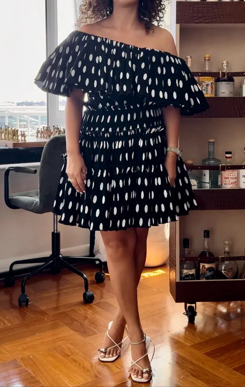 Sheike Carnival Mini Dress Black Polka Dot Size 10 - Image 2