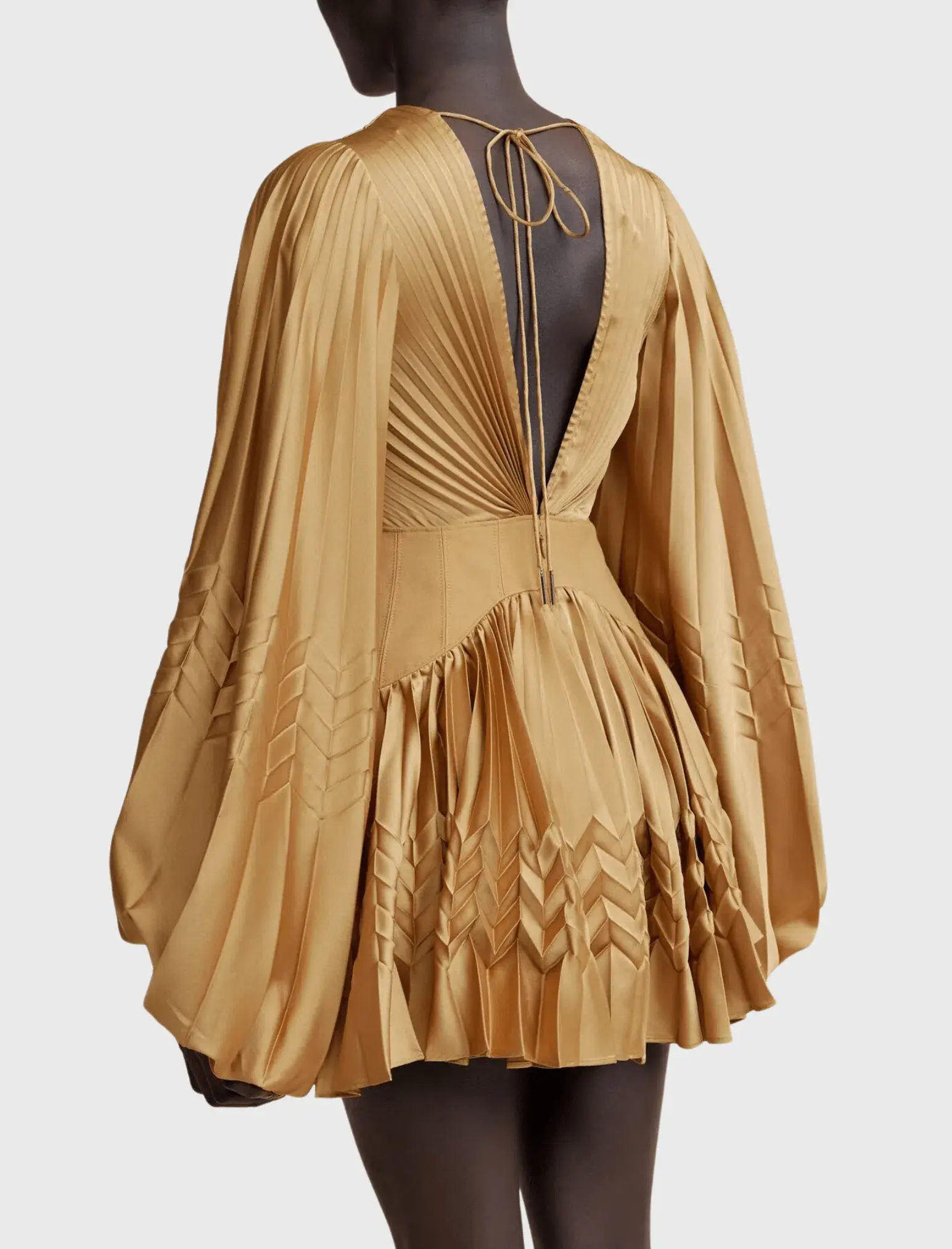Acler Marion Flutter Sleeve Mini Dress in Caramel Size 8 - Image 3