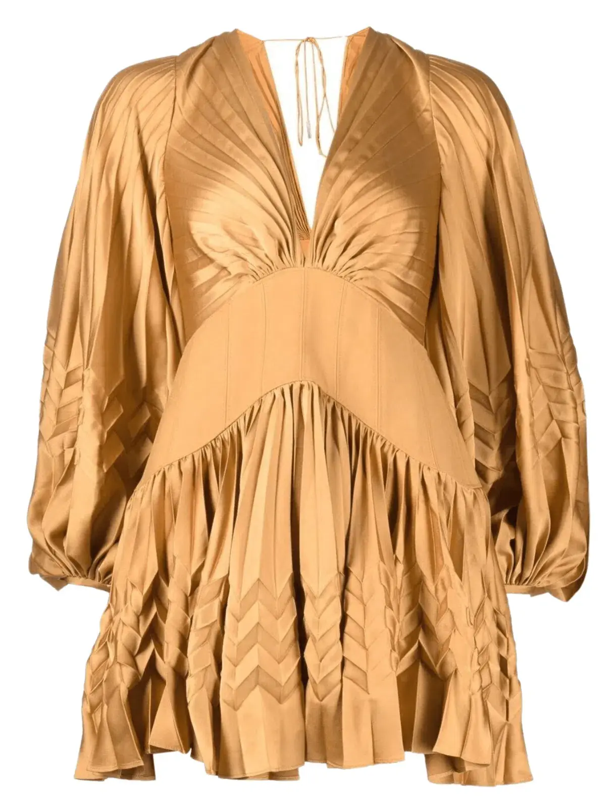 Acler Marion Flutter Sleeve Mini Dress in Caramel Size 8 - Image 5