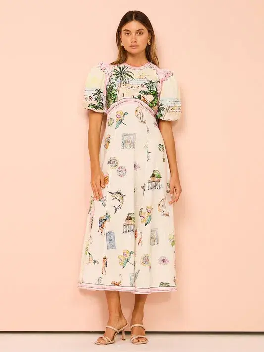 Alemais Sunset Midi Dress Print Size 10 - Image 2