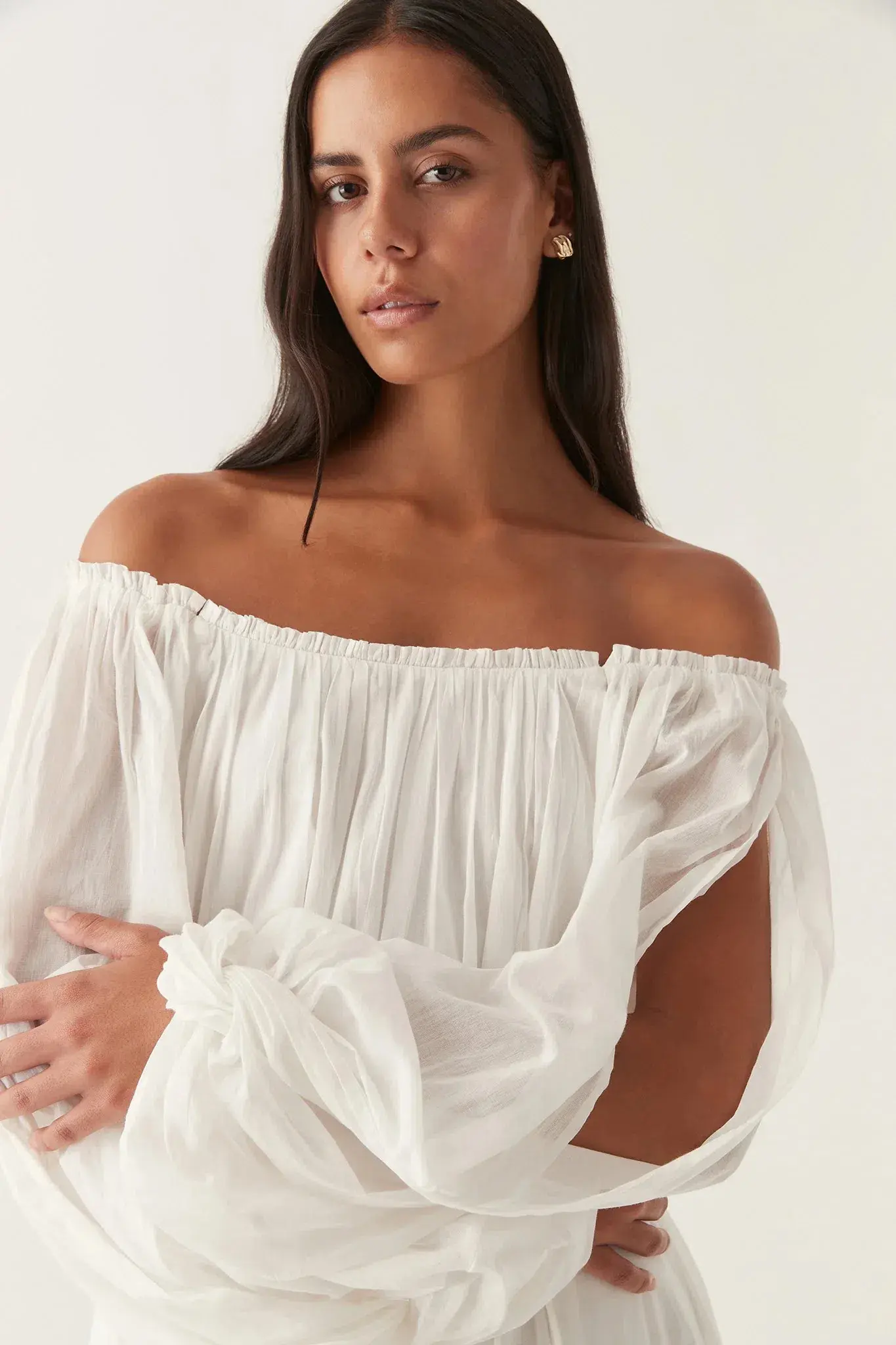 Aje Avani Smock Midi Dress Ivory Size 12 - Image 2