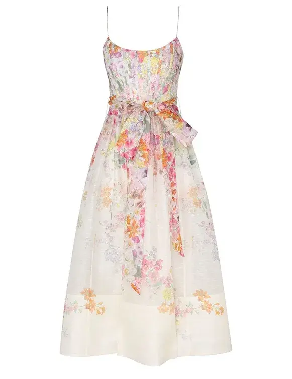 Zimmermann Natura Corset Midi Dress Kaleidoscope Garden Floral Size 8 - Image 3