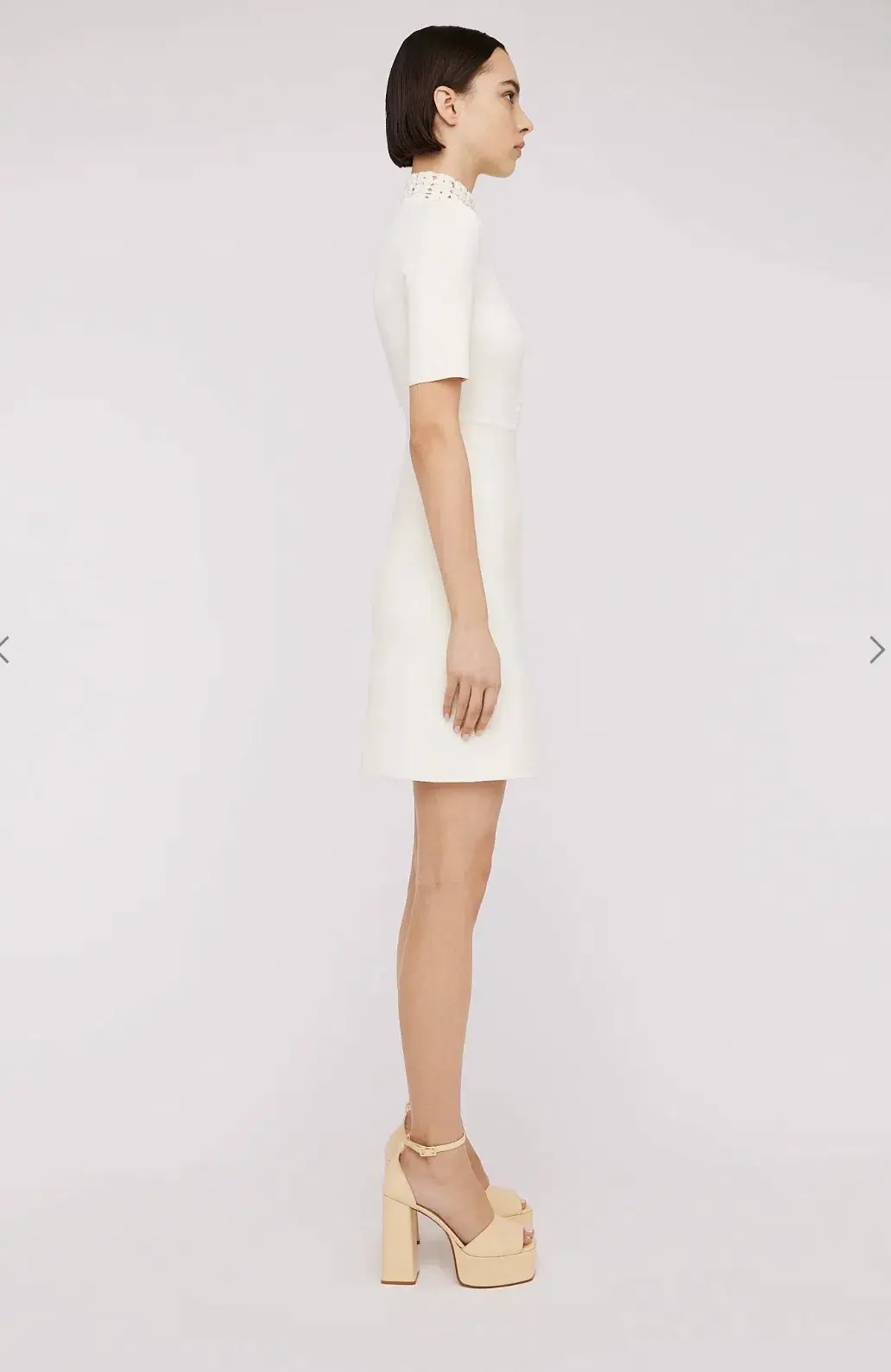 Scanlan Theodore The Crepe Knit Daisy Mini Dress Cream Size XS / AU 6 for rent on The Volte - main image
