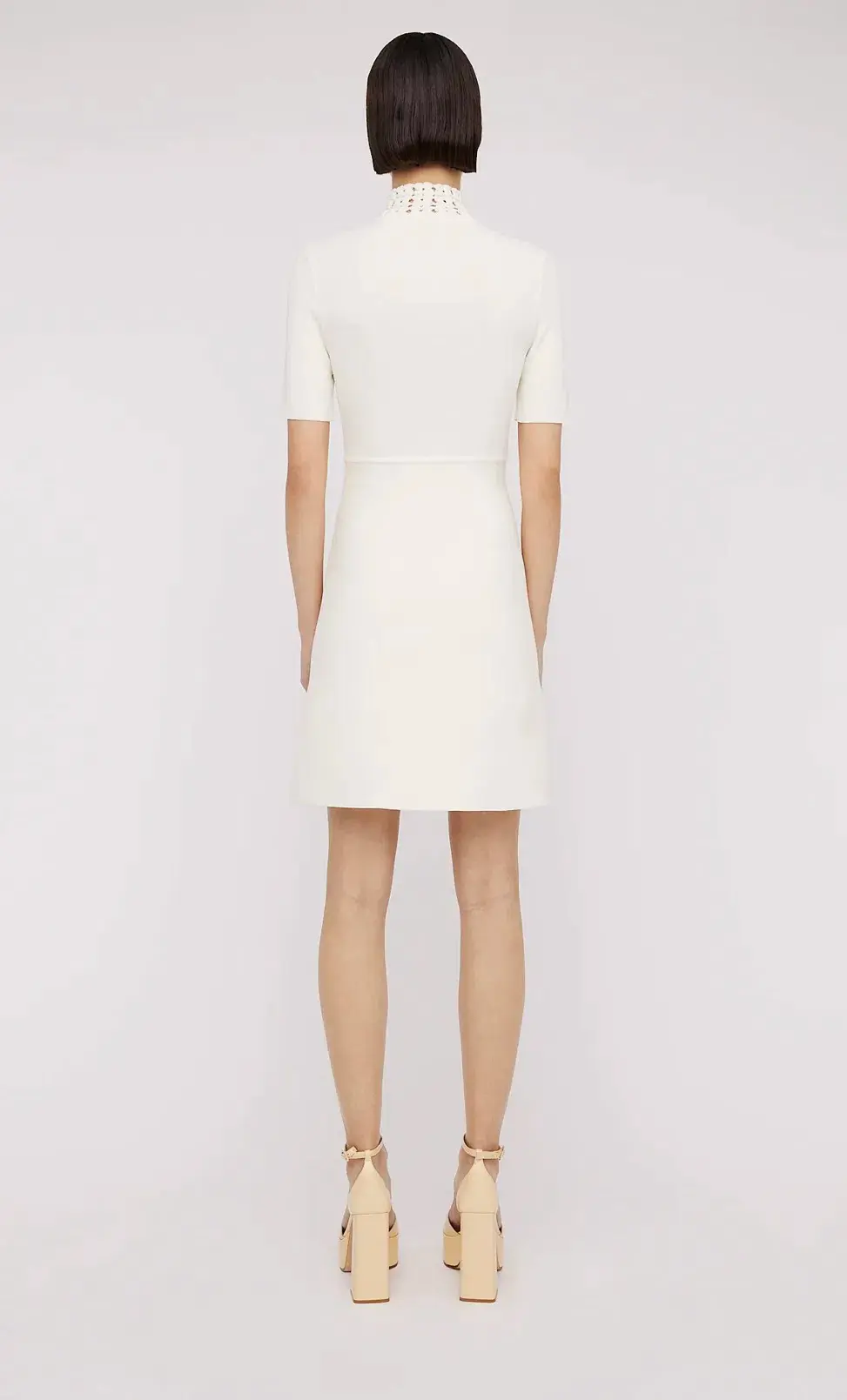 Scanlan Theodore The Crepe Knit Daisy Mini Dress Cream Size XS / AU 6 - Image 3
