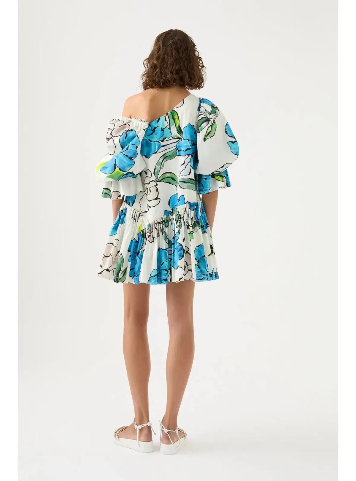 Aje Cy Off Shoulder Smock Mini Dress Cool Camelia Floral Print Size AU 8 - Image 3