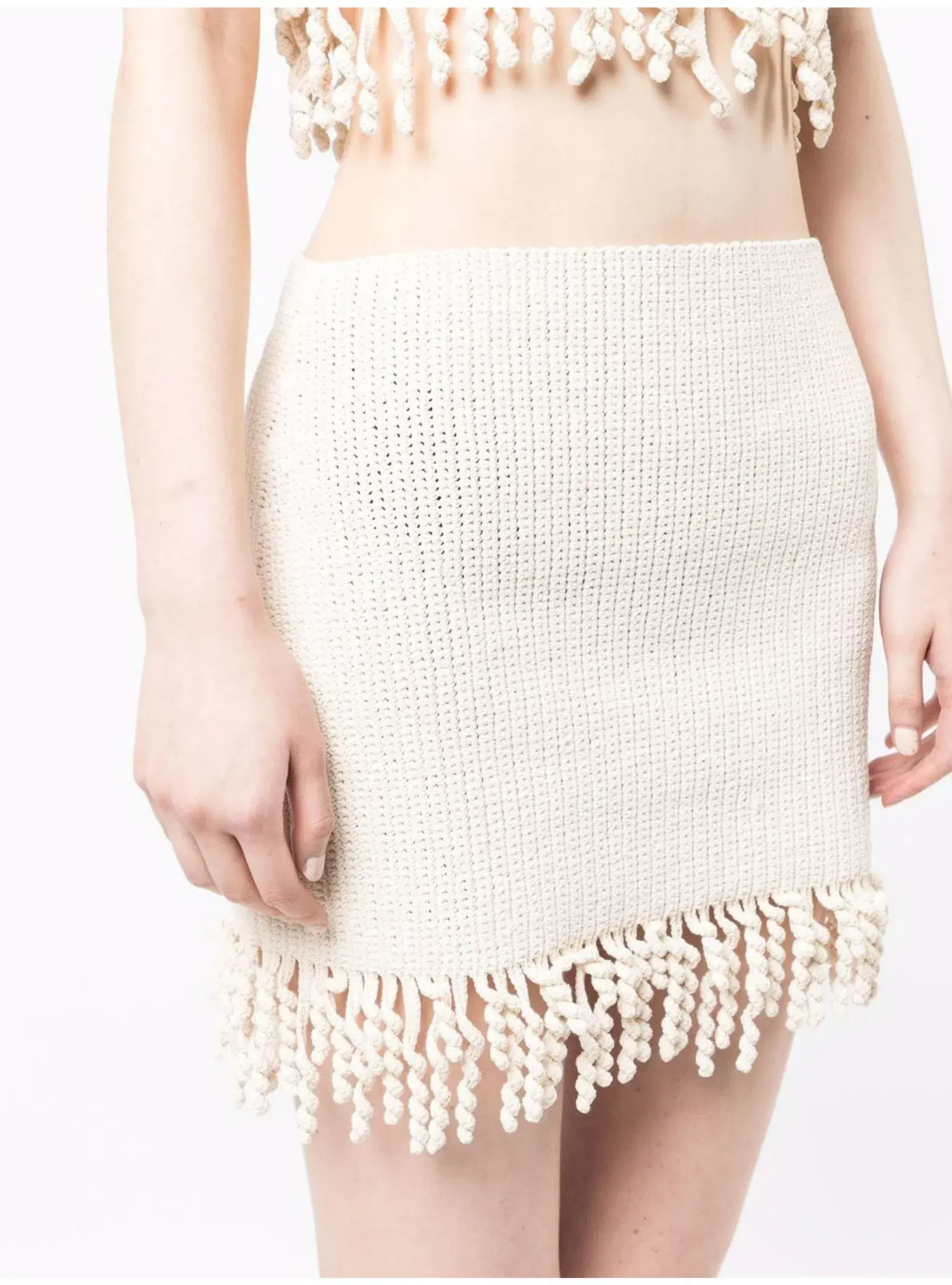 Dion Lee Tassel Wave Crochet Mini Skirt And Top Cream Size XS / AU 6 - Image 2