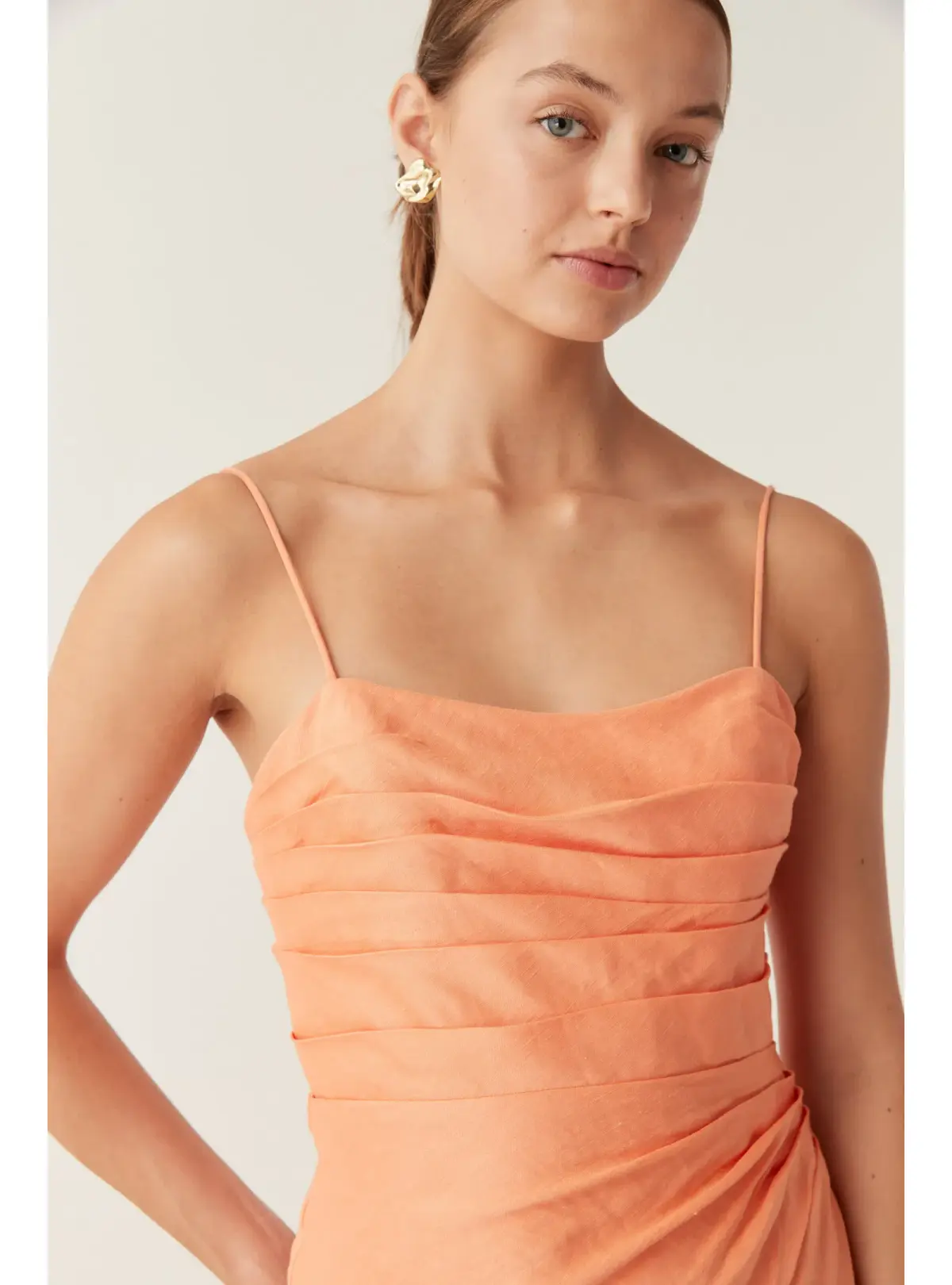 Aje Clarice Draped Maxi Dress in Sunset Orange Size AU 10 - Image 2