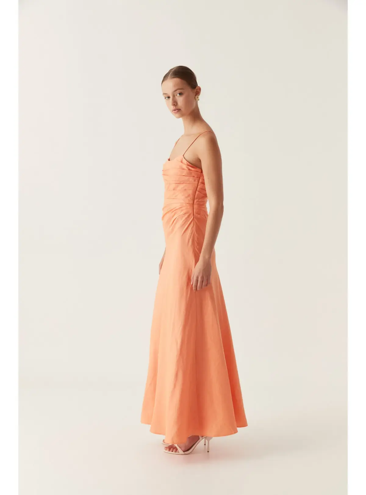 Aje Clarice Draped Maxi Dress in Sunset Orange Size AU 10 - Image 3