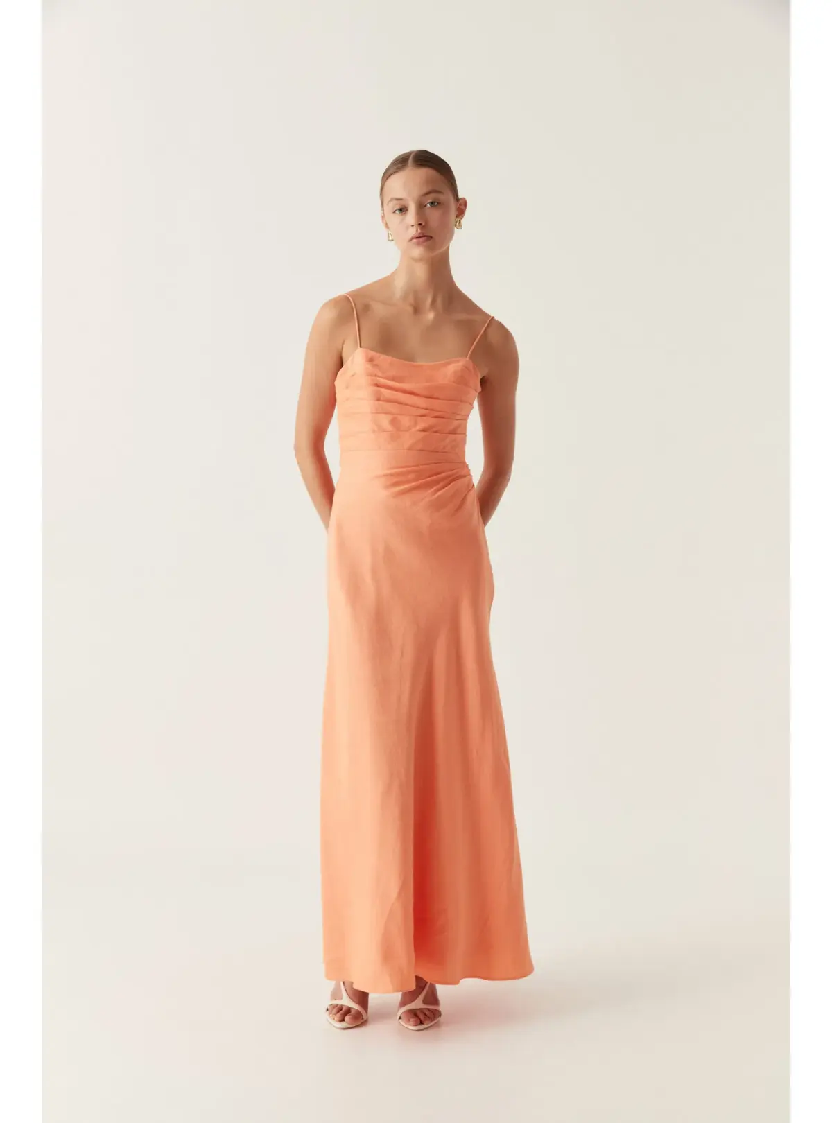 Aje Clarice Draped Maxi Dress in Sunset Orange Size AU 10 - Image 1